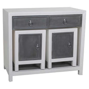 Mobile da Mobile da ingresso e due sgabelli in legno grigio