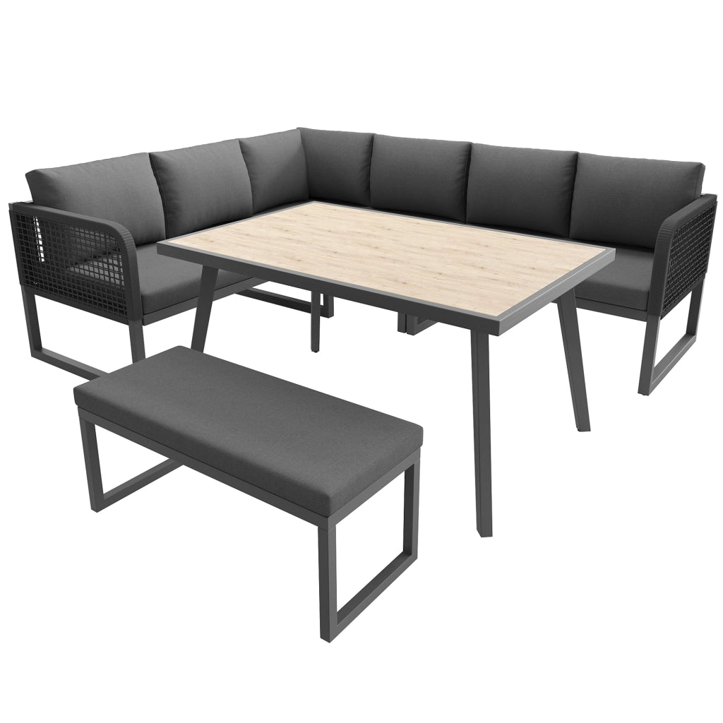Set Mobili da Giardino in PE-Rattan con Cuscini Spessi, Divano da Esterno Modulare per 6-8 Persone, Colore Grigio