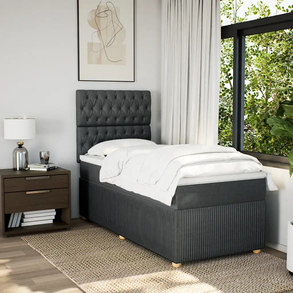 Giroletto a Molle con Materasso Grigio Scuro 90x190 cm Tessuto