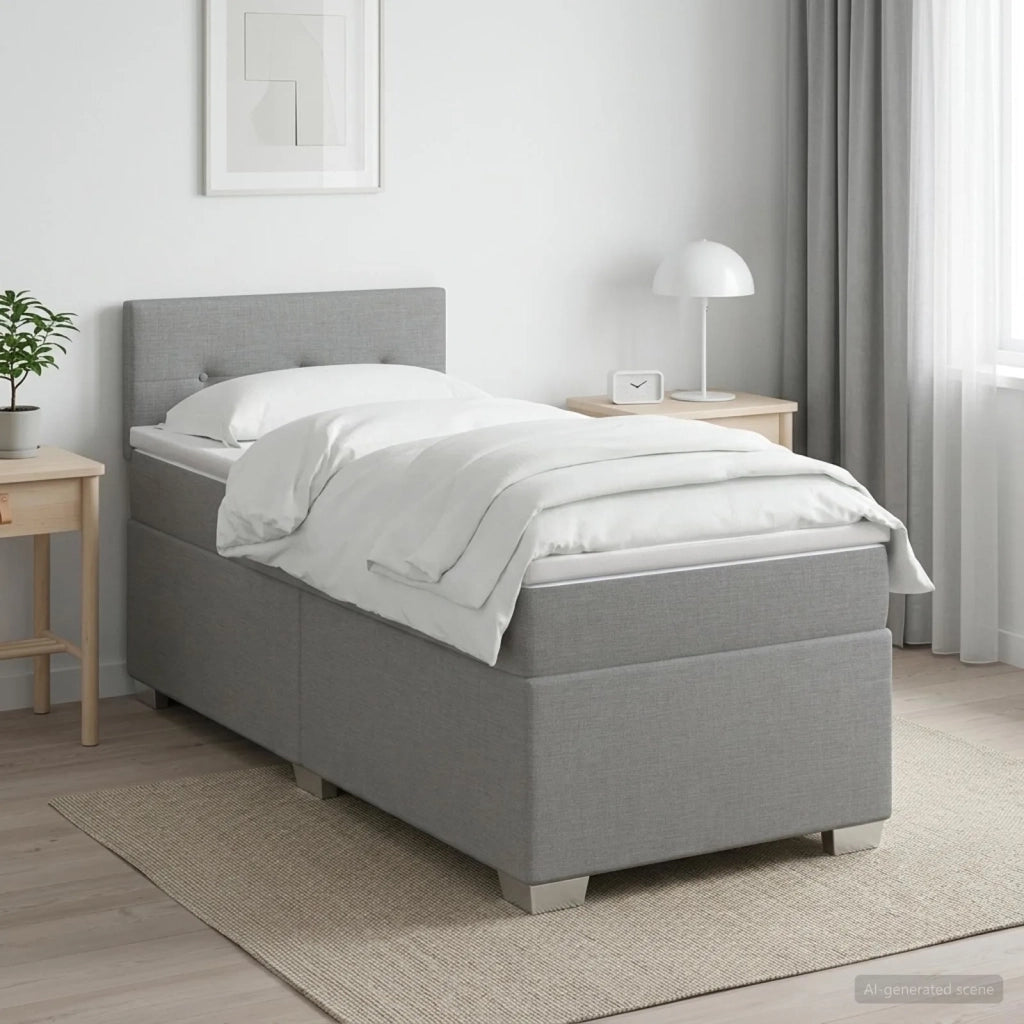 Letto con Box Spring, Materasso e LED Grigio Chiaro Singolo 3452038