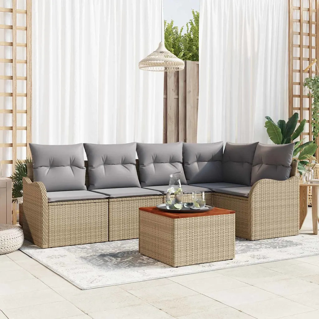 Set Divano da Giardino 6 pcs Beige e Grigio Chiaro polyrattan 3356124
