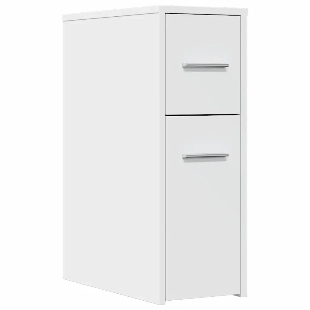 Armadietto da Bagno Stretto con Ruote Bianco in Truciolato 855277