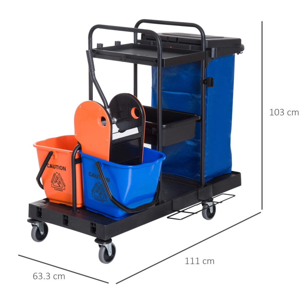 Carrello professionale per pulizie con strizzatore e secchi
