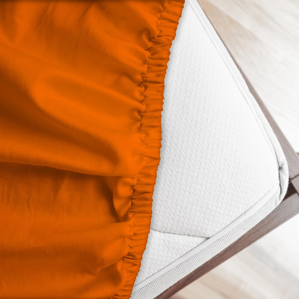 Lenzuolo letto sotto con angoli 100% puro cotone Made in Italy tinta unita Arancio - 2 Piazze maxi