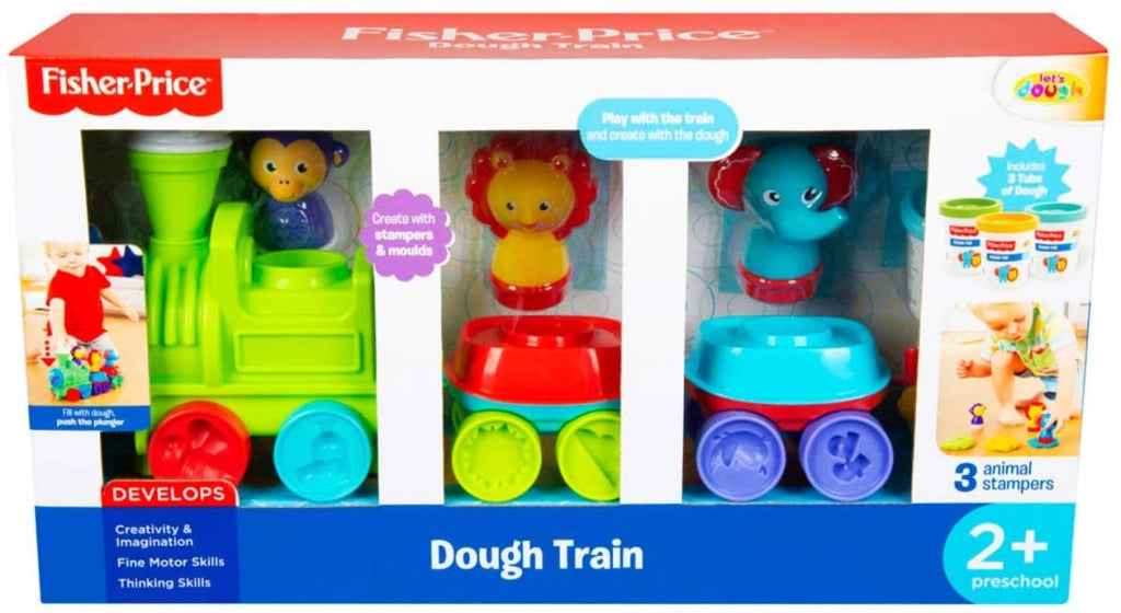 SET TRENO GIOCATTOLO CON PASTA MODELLABILE STAMPINI E FORMINE 2+