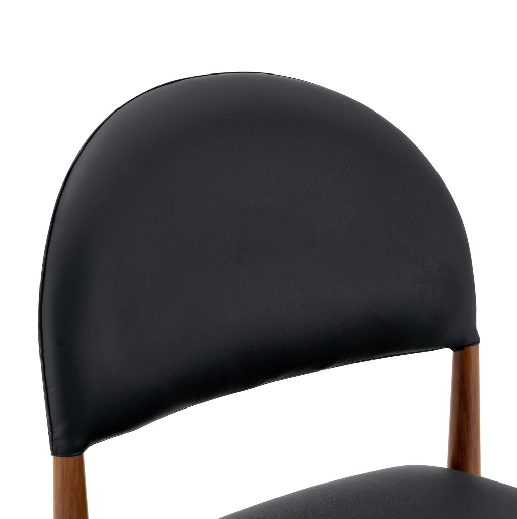 Set 2 sedie da pranzo in PU nero con gambe in metallo HOMVRA