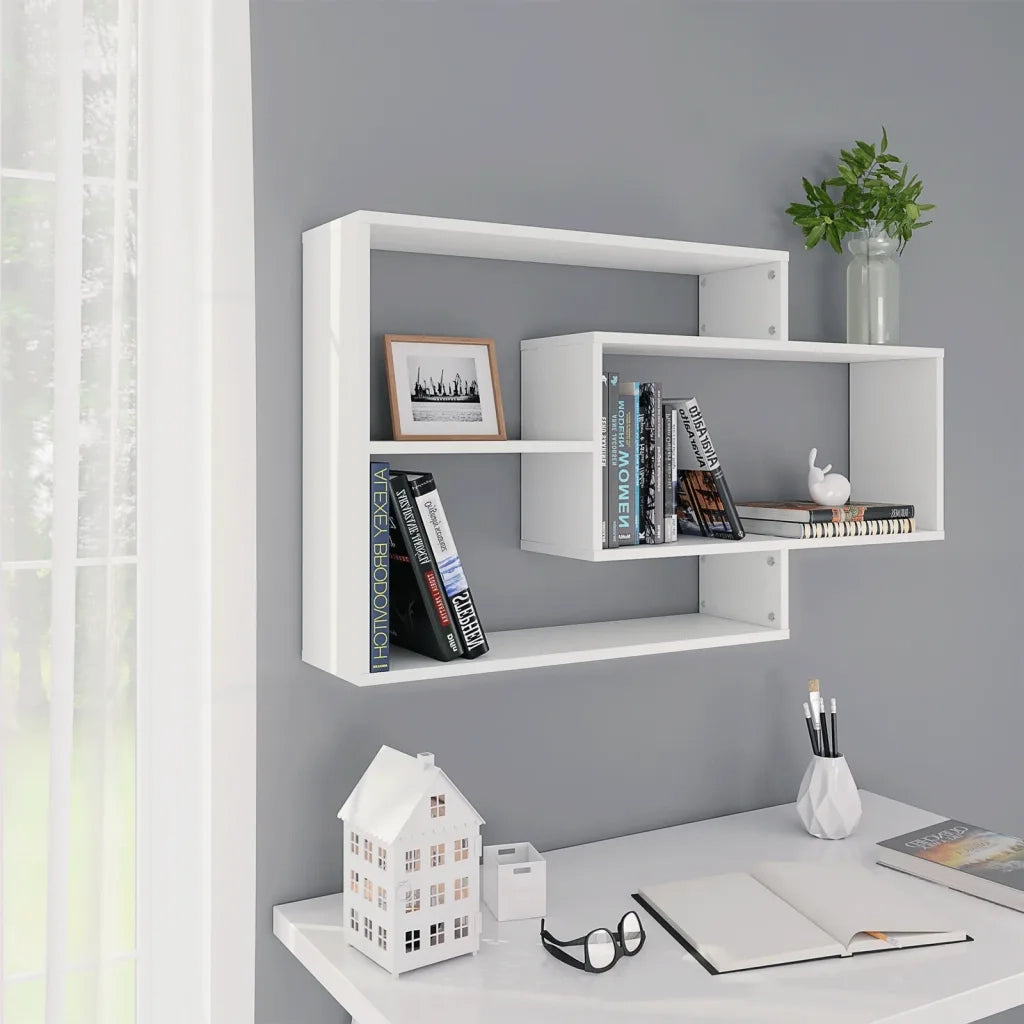 Mensole a Muro Bianche 104x20x58,5 cm in Legno Multistrato 800324
