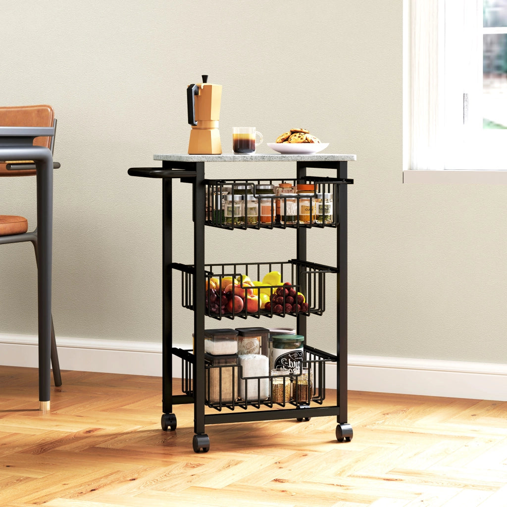 Carrello da cucina con 3 cestelli in acciaio ¨C zephmum ¨C mobile su ruote