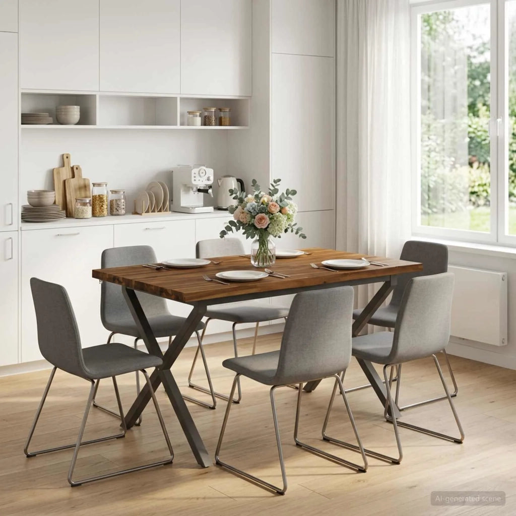 110 x 55 x 75 cm Legno di Acacia Massello Naturale e Caffè 938664
