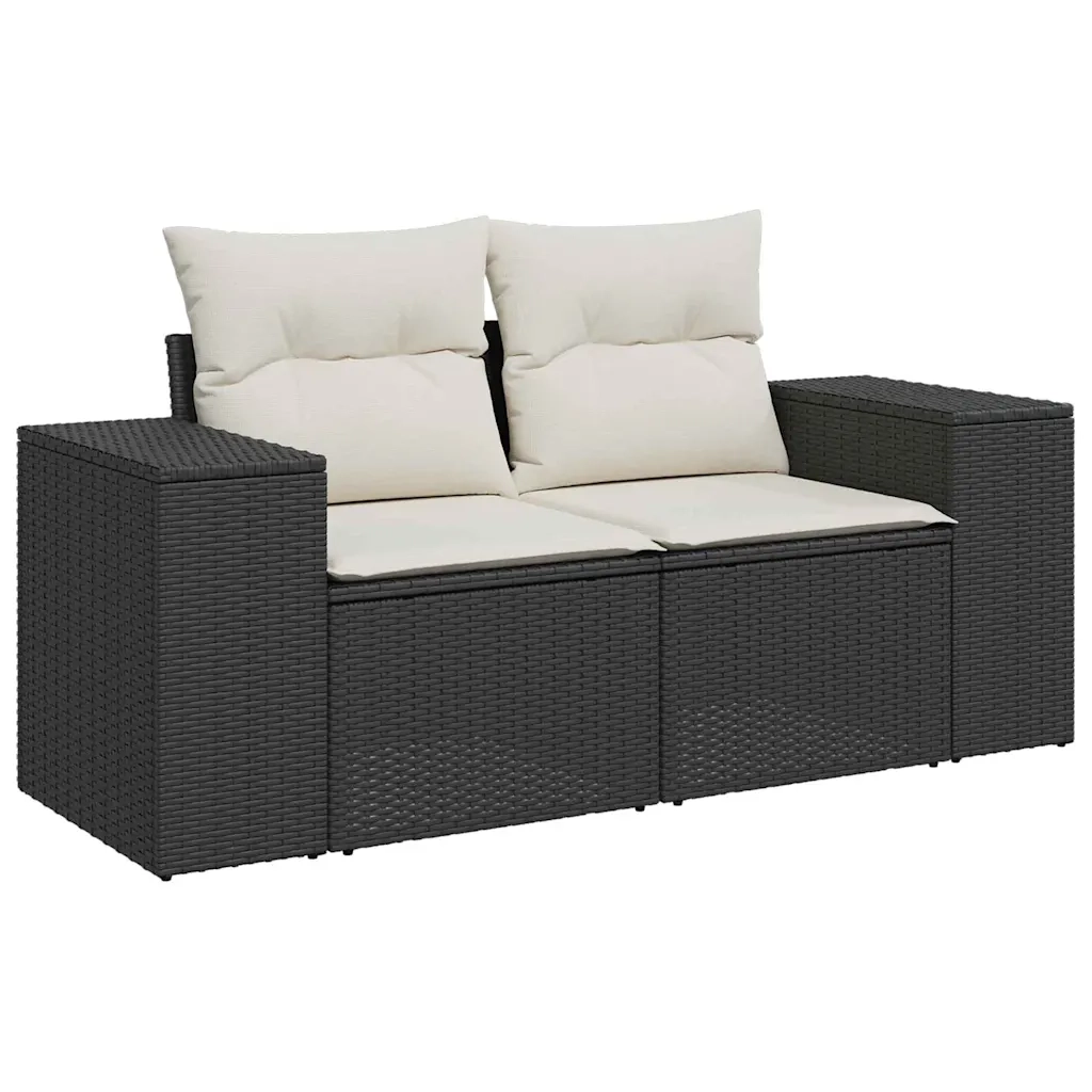 Set Divano da Giardino con cuscino 8 pcs Nero polyrattan 3361995
