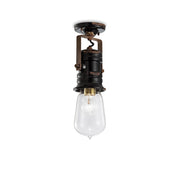 Plafoniera Industrial Minimal Urban Ferro E Ceramica Vintage Nero 1 Luce E27