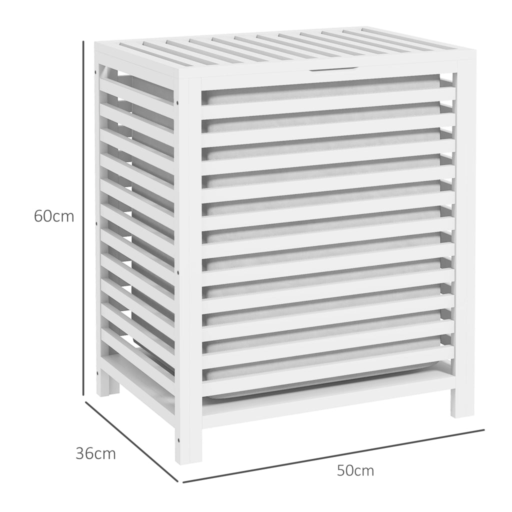 Cesto per Biancheria in Bamb¨´ con 2 Maniglie e Sacchetto Estraibile ¨C Minimal ¨C 50x36x60 cm Bianco