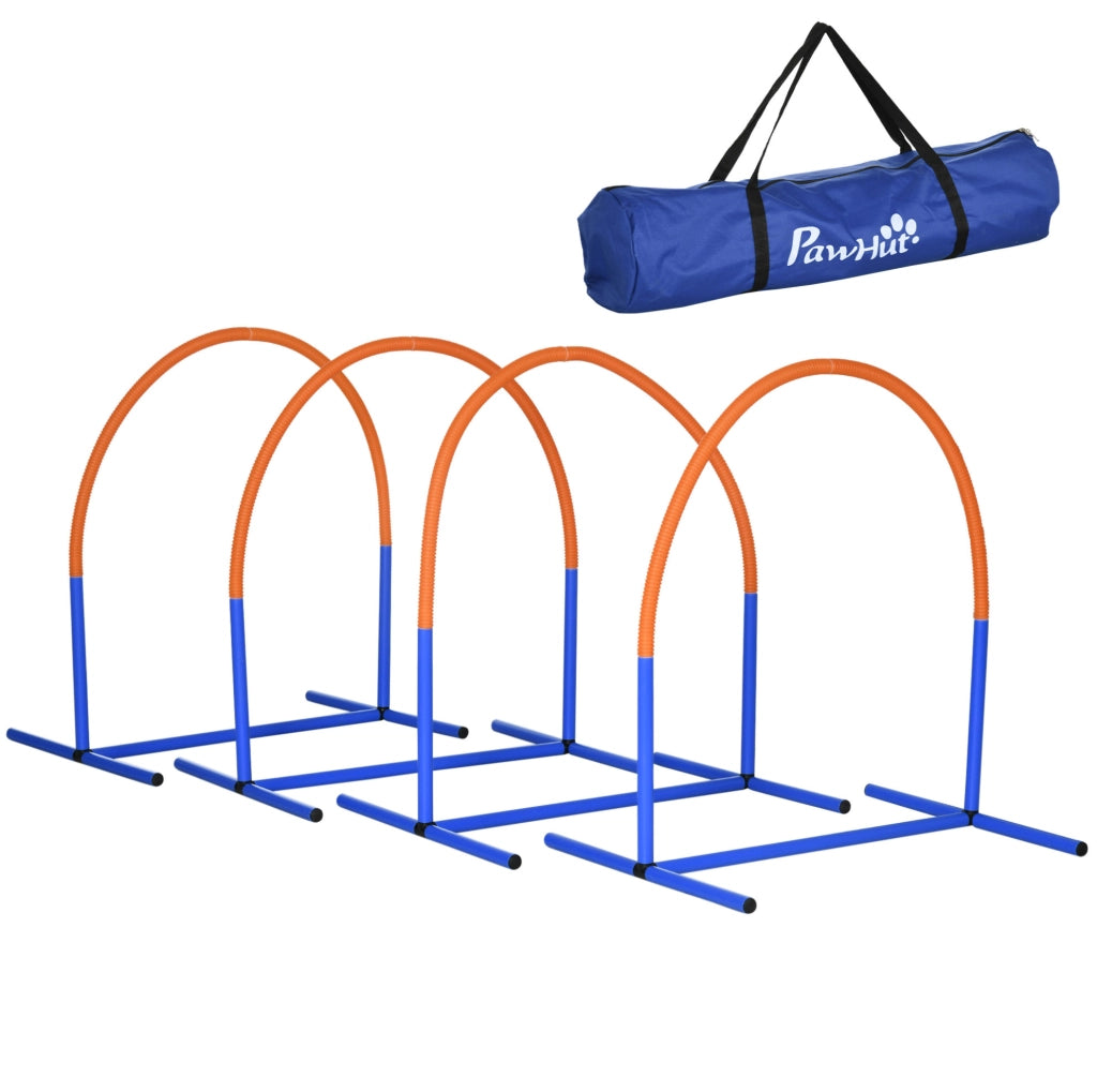 Set agility per cani 88x64x95 cm in ABS blu con 4 archi, per allenamento facile –
