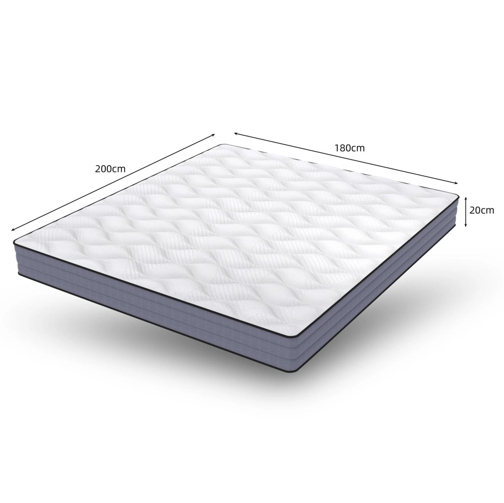 Materasso a molle insacchettate 180x200 cm con livello di rigidità H3 e sistema ergonomico a 7 zone, altezza 20 cm