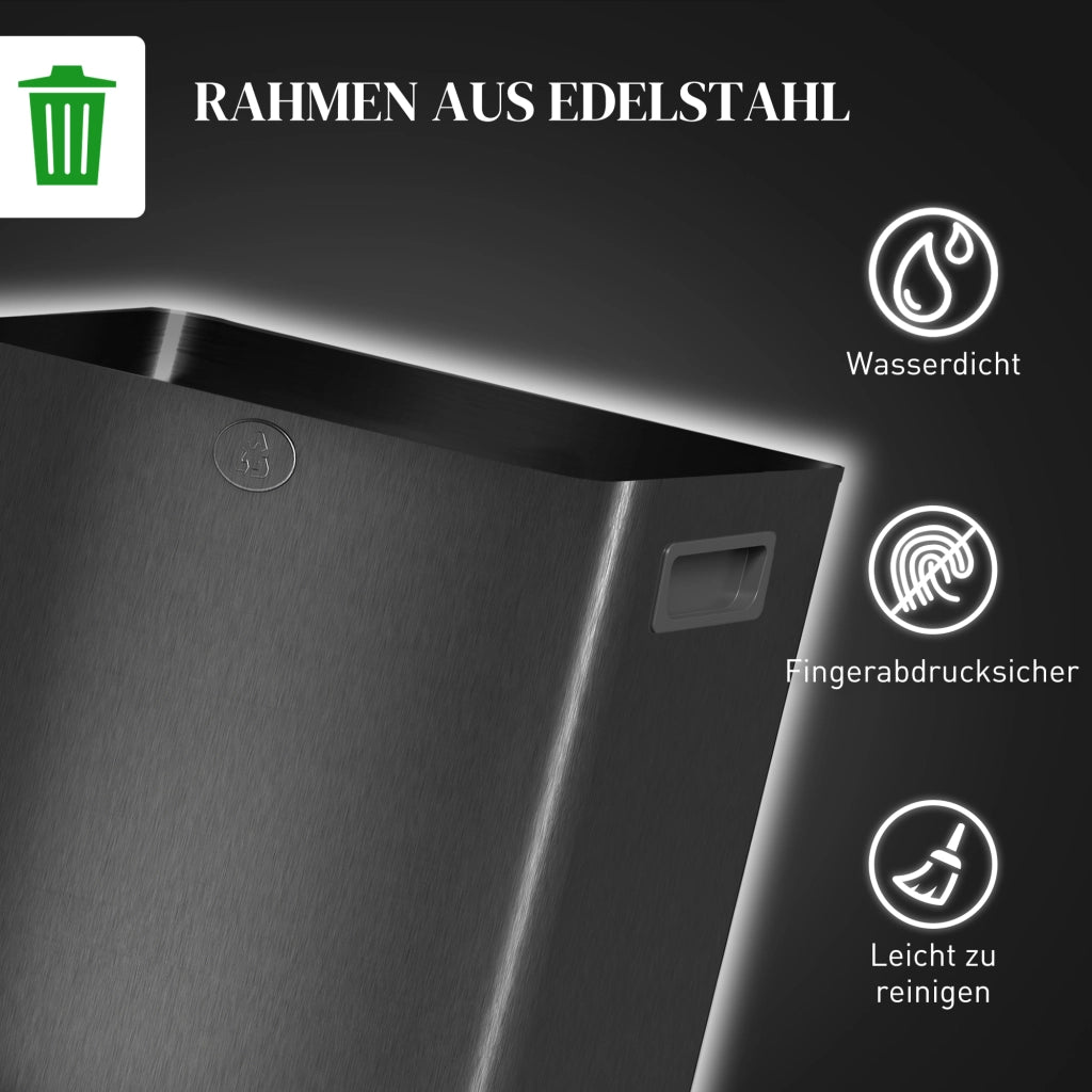 Cestino doppio ¨C Minimal ¨C Acciaio inox, plastica, nero