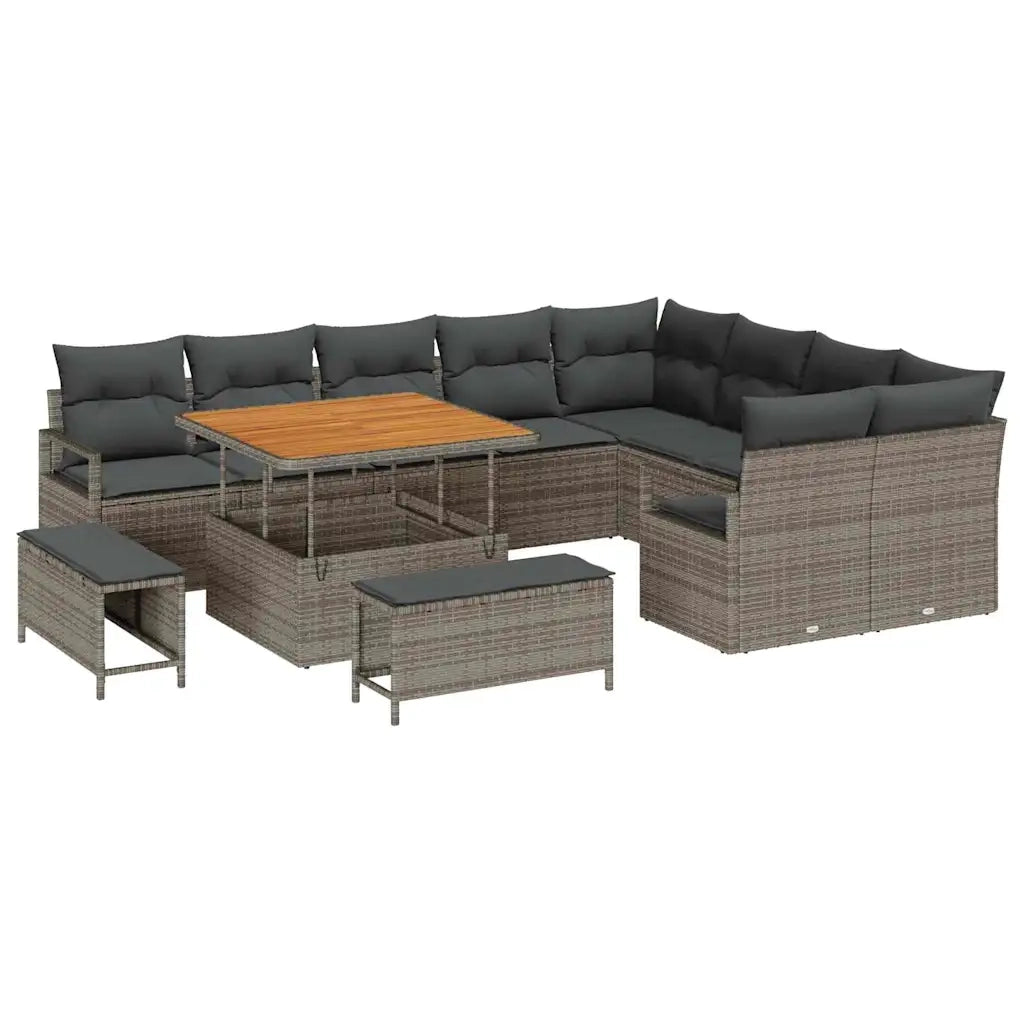 Set Divano da Giardino con cuscino 12 pcs Grigio polyrattan 3362558