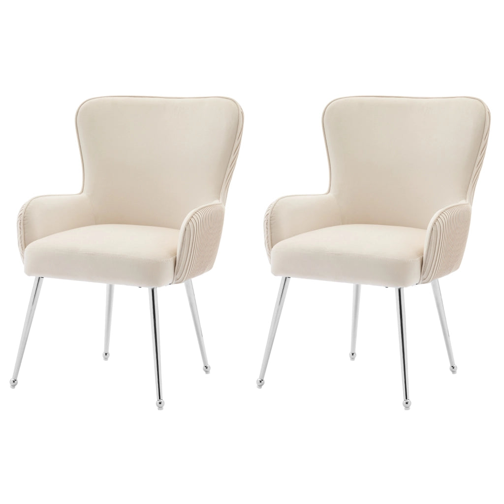 Sedia da pranzo set da 2 - Sedia imbottita - Con corrimano - Gambe di supporto in metallo - Velluto - Alta qualità - Lusso sobrio