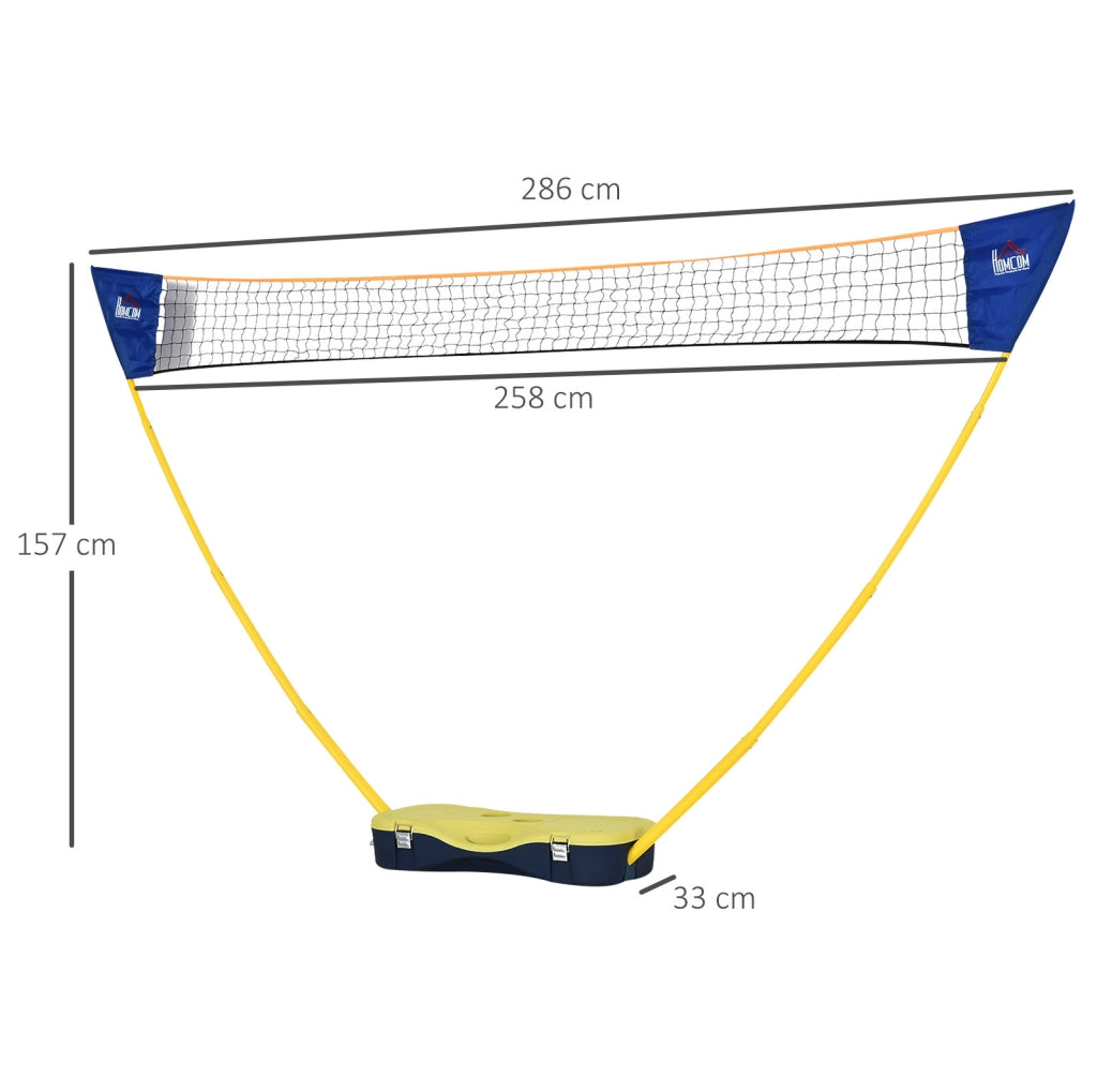 Rete badminton autoportante 286x33x157 cm plastica gialla/blu pieghevole