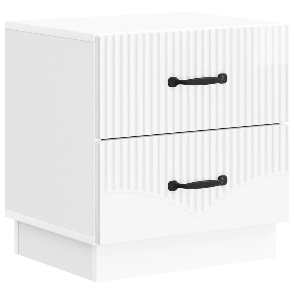 Set di 2 Comodini | Armadio da Notte | Mobiletto da notte Bianco Lucido 43 x 34,5 x 44,5 cm