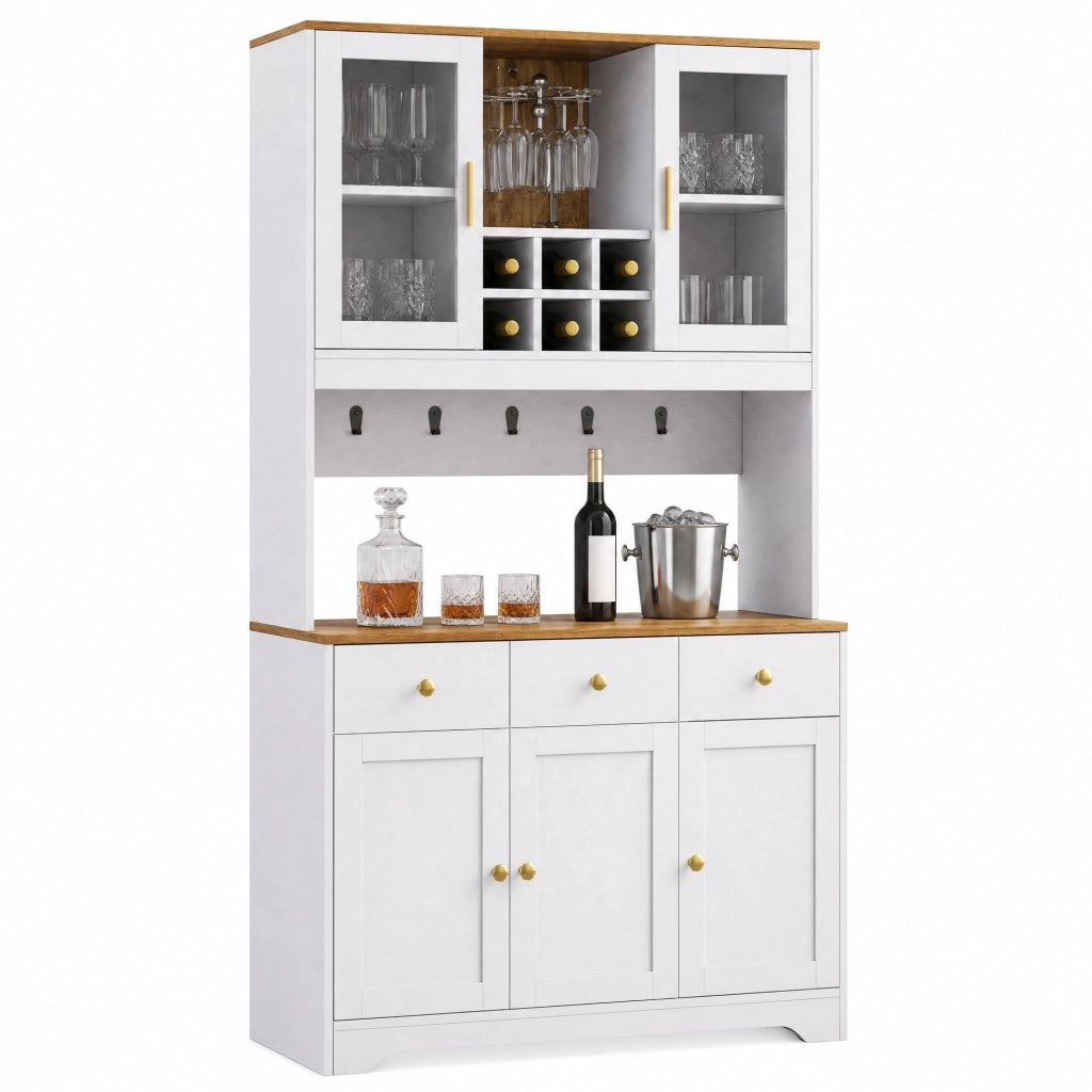 Credenza alta 5 ante e 3 cassetti bianca in MDF