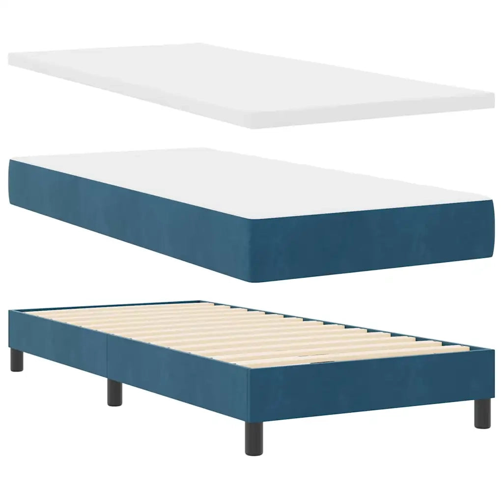 Letto a Sorgente LED con led Blu Scuro 90 x 190 cm Velluto