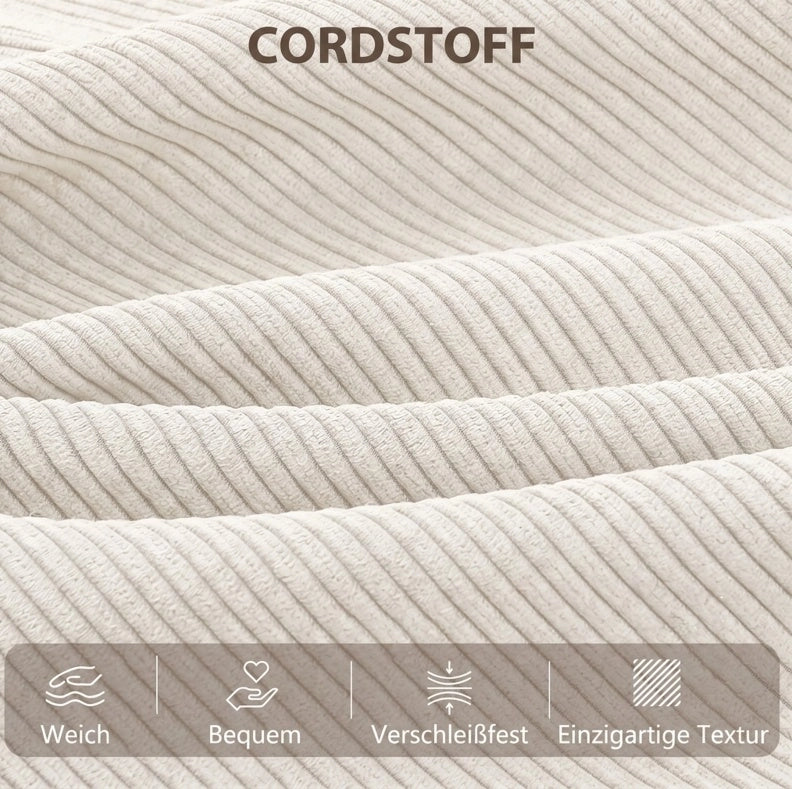 DIVANO LETTO 3 Posti con Contenitore 188x140 cm in Velluto a Coste Beige