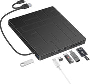 Esterno lettore CD/DVD con USB 3.0 e Type-C, Ultra compatibile con lettore SD/TF per Windows e Mac