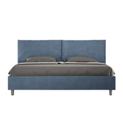 Letto Matrimoniale King Size 200x210 cm Senza Rete Imbottito in Microfibra Antea Large Blu