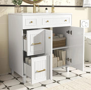 Mobile bagno freestanding con lavabo in ceramica, bianco