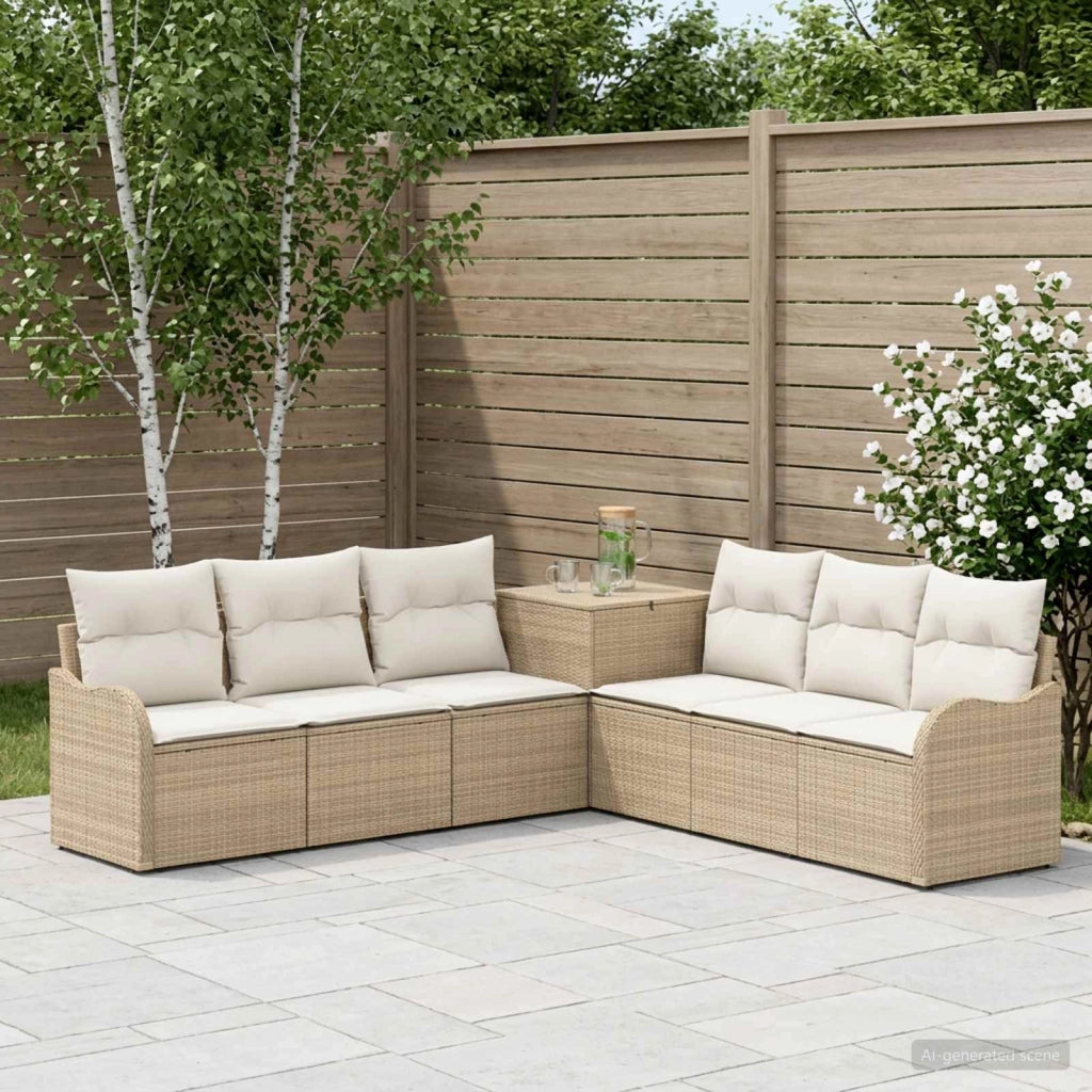 Set di divani 7 pz Beige e Bianco Crema 3448688