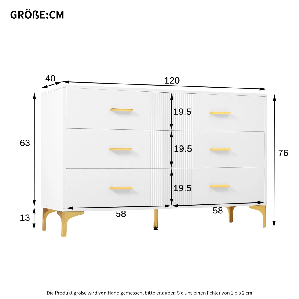 COMÒ 6 Cassetti 120x40x76 cm MDF Bianco