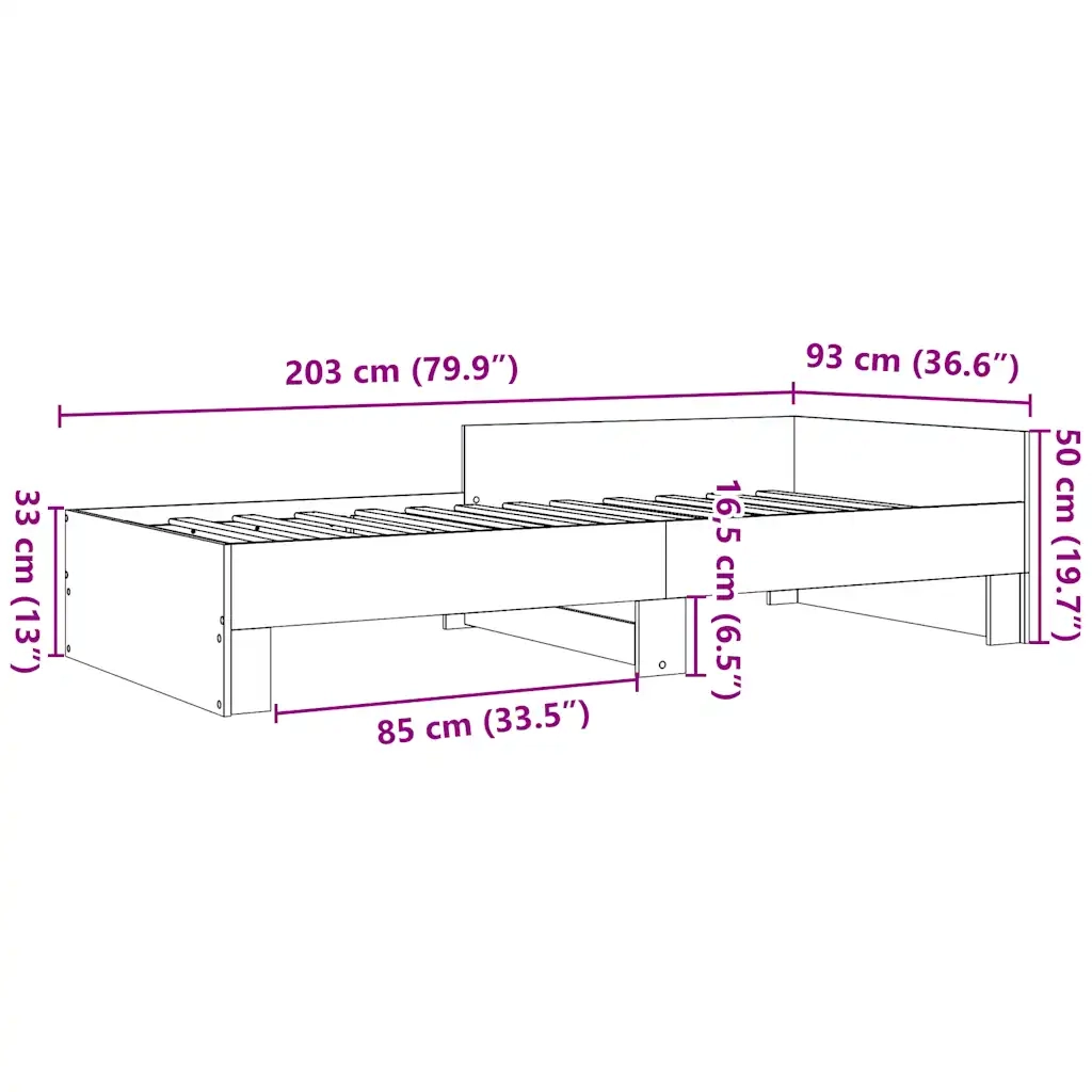 Giroletto-Struttura Letto Grigio Cemento 90x200 cm in Legno Multistrato 644801