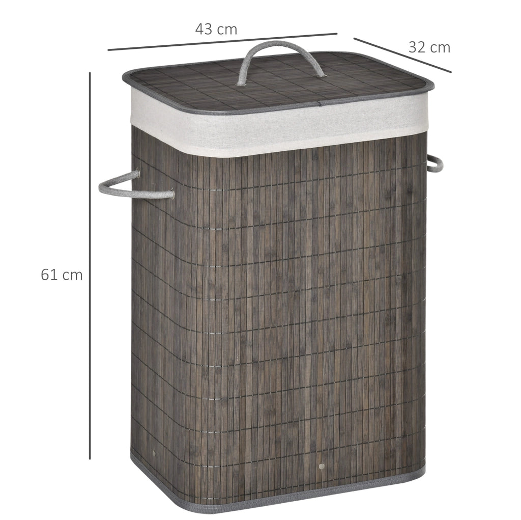 Cesto portabiancheria con coperchio 83L grigio con maniglie e sacco estraibile, organizer per lavanderia, bagno, camera