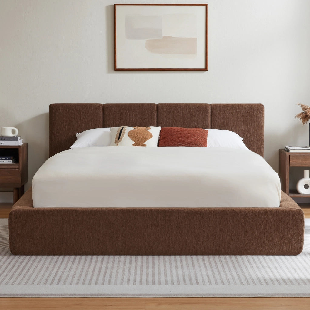 LETTO Struttura 160x200 cm Marrone con Testiera Imbottita