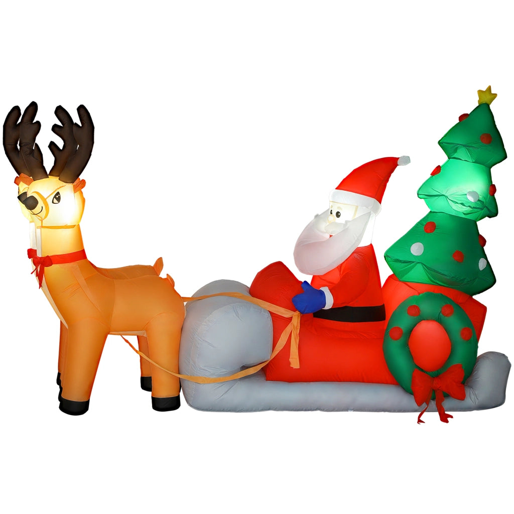 Pap¨¤ Noel Inflabile con Slitta e Renne ¨C zephmum ¨C 216x90x150 cm