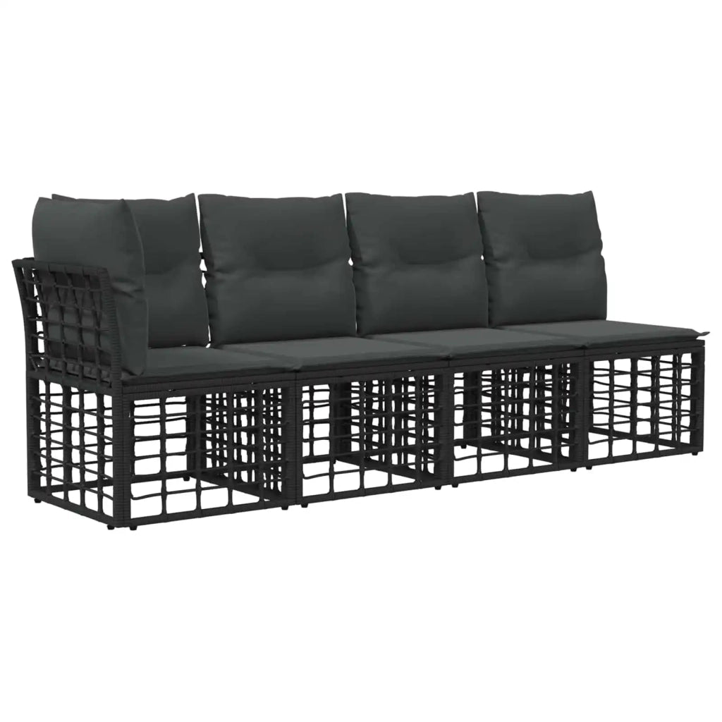 Set Divano da Giardino 12 pz Nero e Grigio scuro polyrattan 3437825