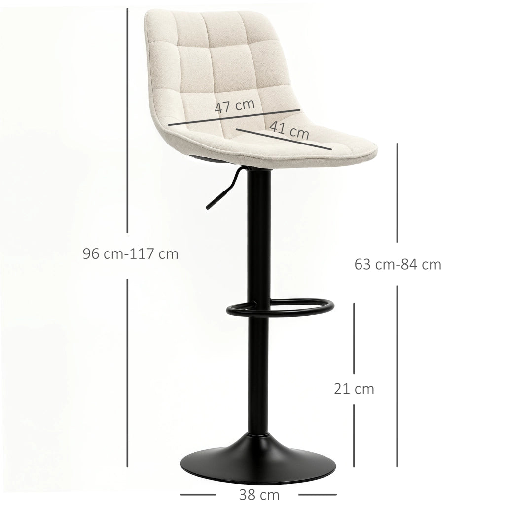 Set di 2 sgabelli da bar regolabili in altezza e girevoli in poliestere beige