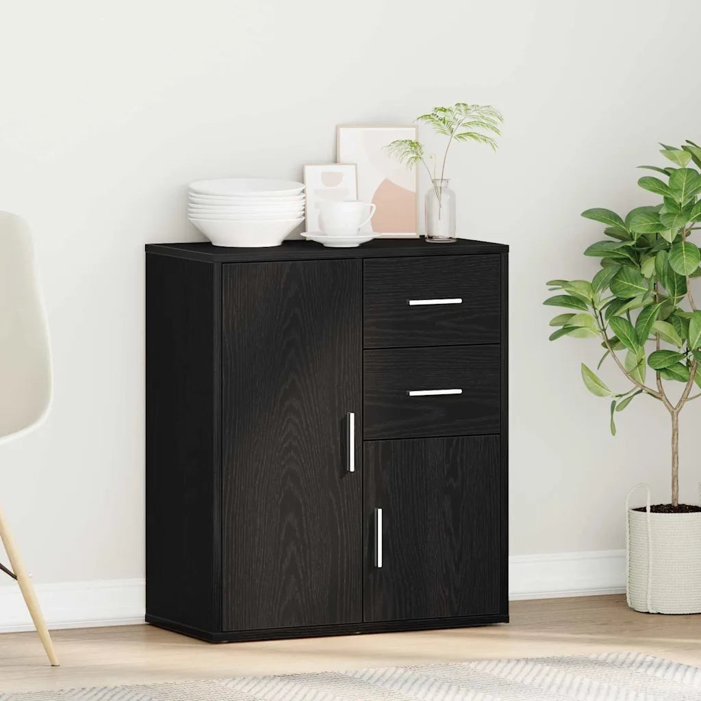 Credenza | Madia | Buffet da pranzo | Armadio da pranzo Rovere Nero 60 x 31 x 70 cm Legno multistrato