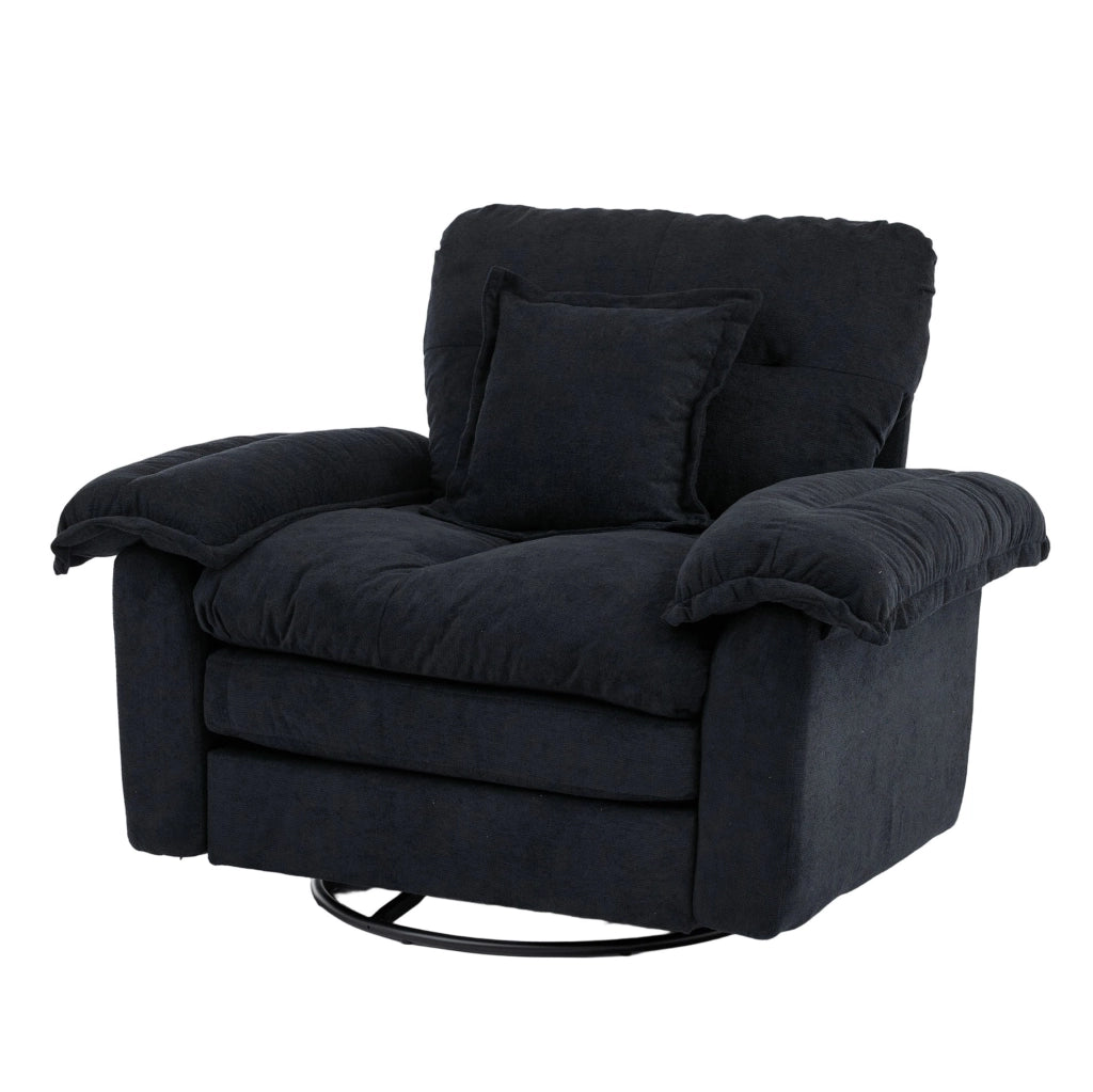Poltrona Girevole 360° in Chenille Oversize con Cuscino di Supporto per Soggiorno e Camera da Letto