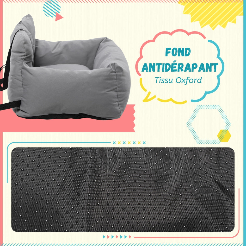 Trasportino Auto per Cani e Gatti ¨C Xylo ¨C Imbottito Cotone PP Antiscivolo 50x54x33cm Grigio Scuro