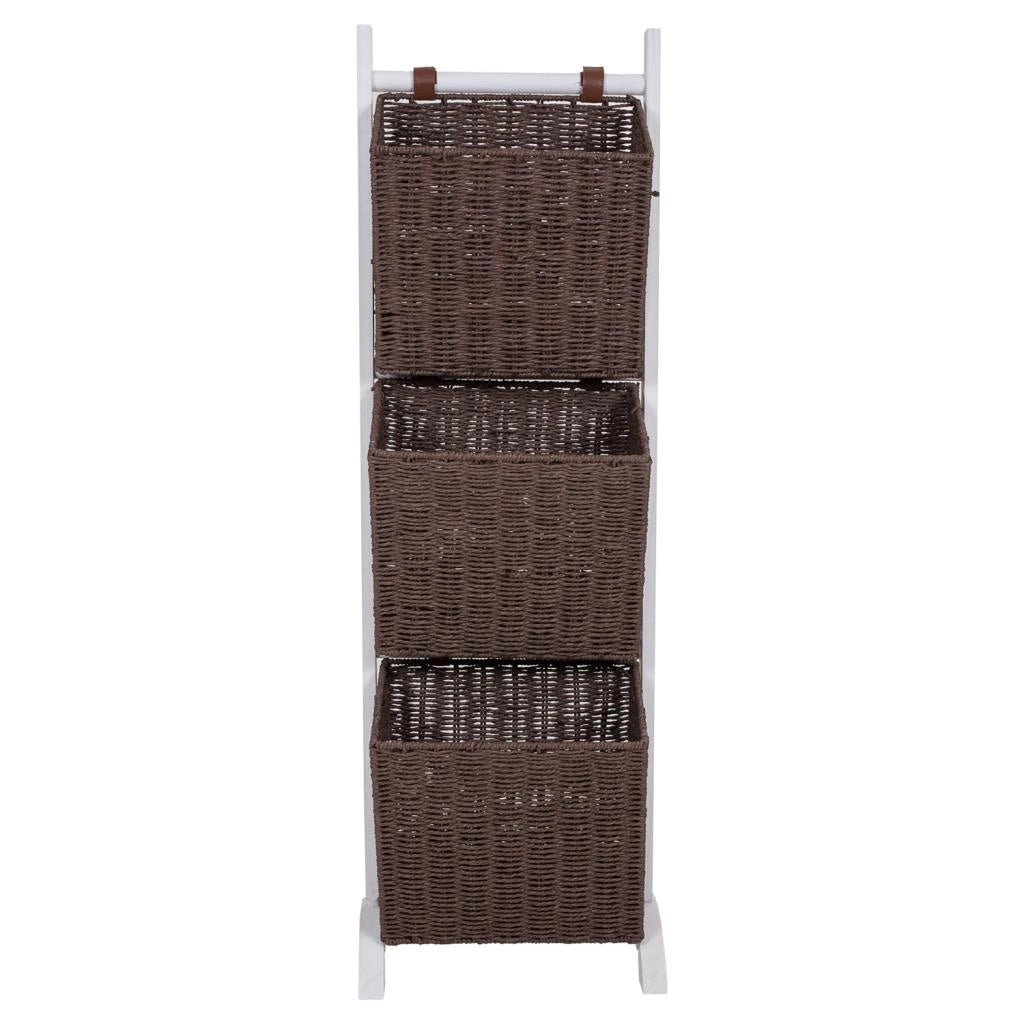 Portariviste con supporto in legno e tre cestelli 37x27x115h
