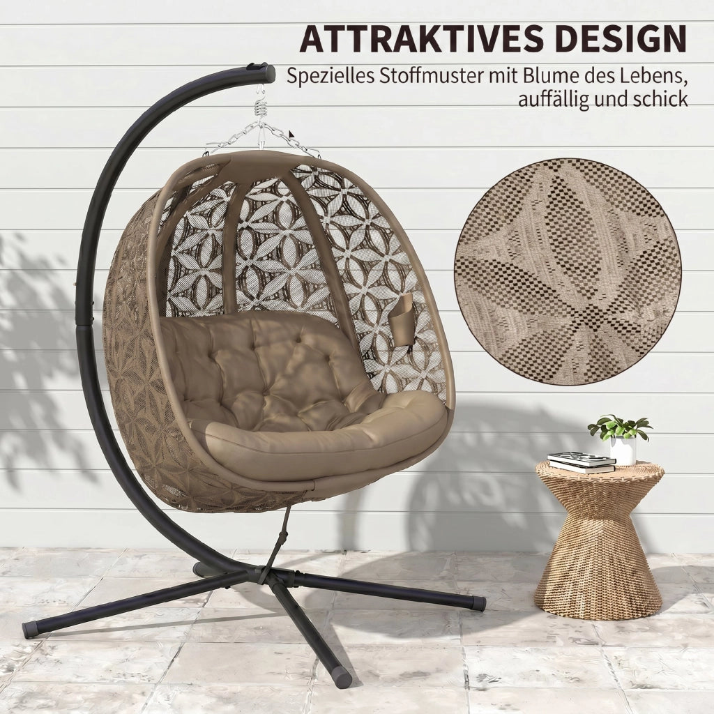 Poltrona sospesa a due posti con cuscino e supporto bevande ¨C Zephmum ¨C Grigio