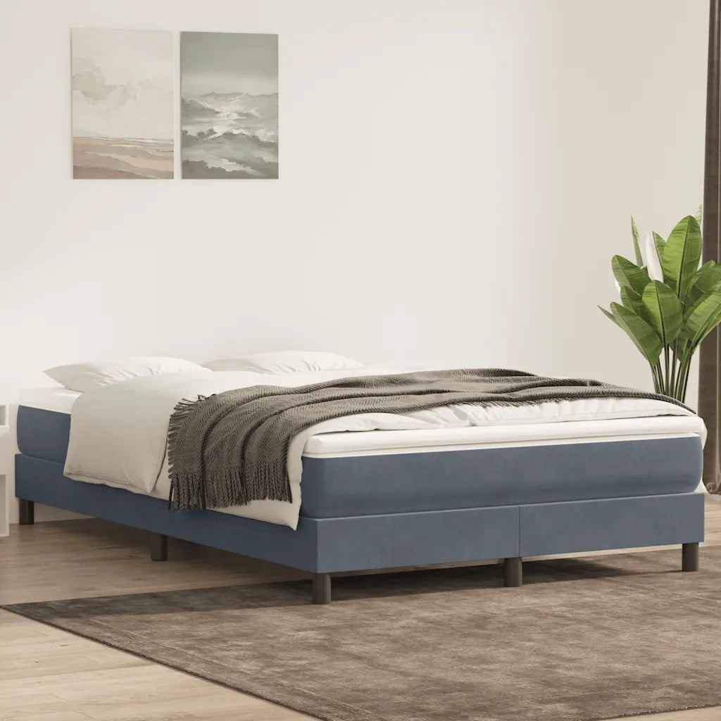 Letto a Molle senza Materasso Grigio Scuro 140x220 cm Velluto