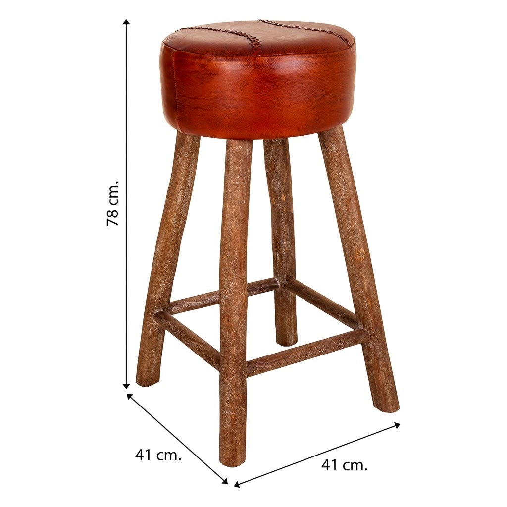 Sgabello in pelle rossa 41x41x78h