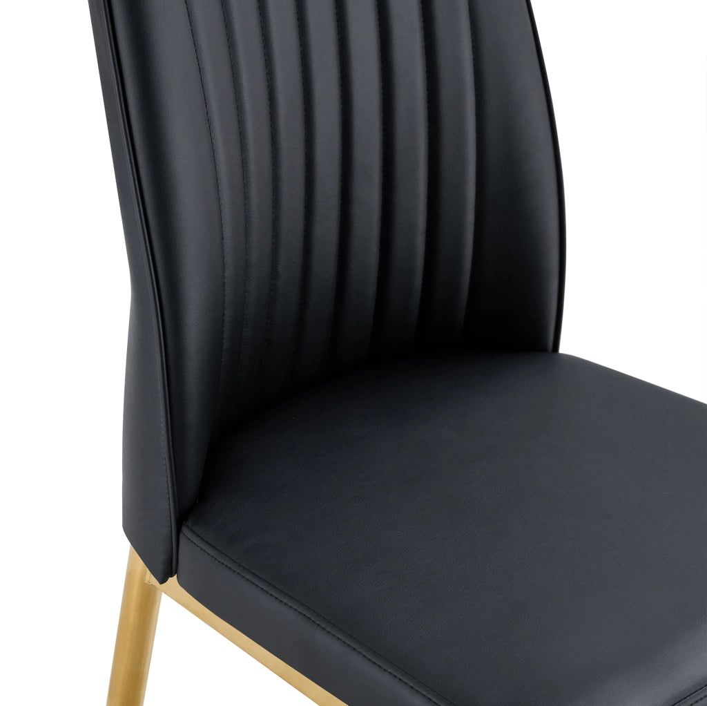 Set di 4 sedie da sala da pranzo 43 x 42,5 x 92,5 cm in similpelle nera e oro