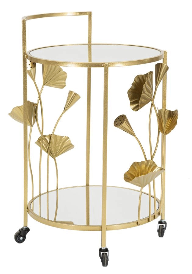 Carrello Elegante Flow con Ripiani in Vetro a Specchio 60x46x76 cm