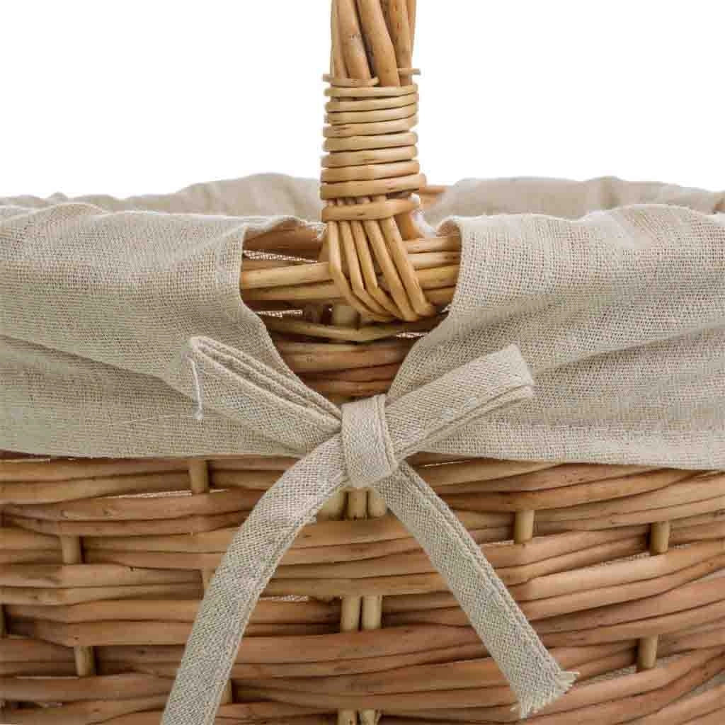 Set di 3 cestini in vimini marrone foderati
