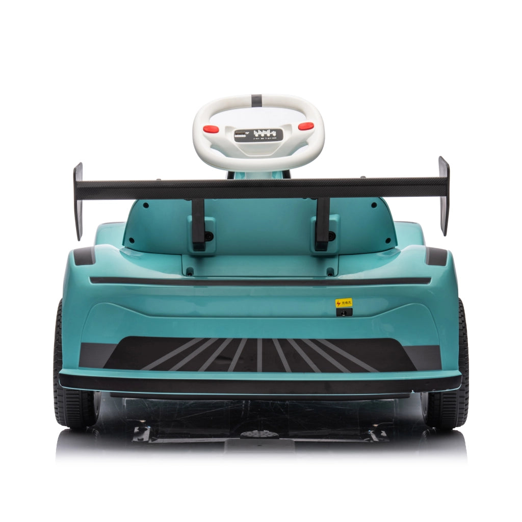 Go Kart Elettrico per Bambini 12V con Telecomando Macchina Cavalcabile a Batteria Verde con Musica e Luci LED 81x50.5x45 cm