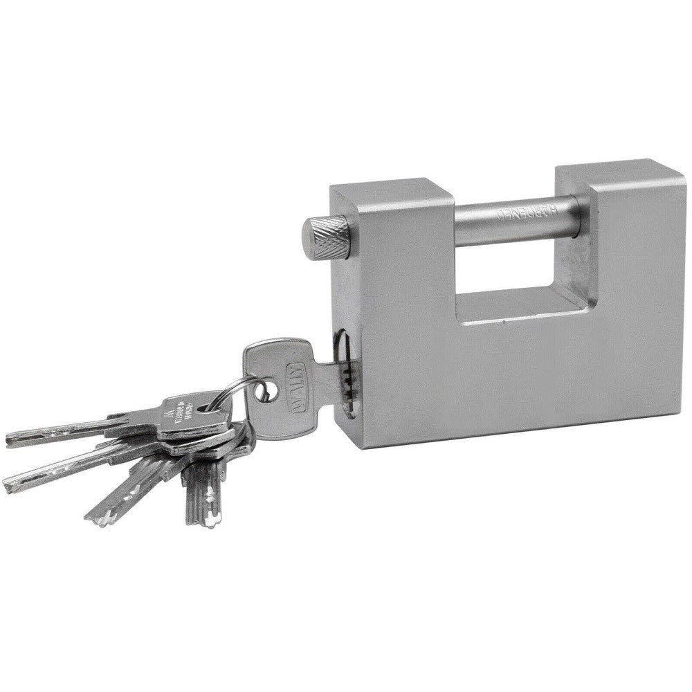 Trade Shop - Lucchetto Corazzato In Acciaio Temprato Antiscasso Catenaccio Per Serrande 84mm -