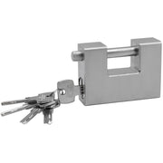 Trade Shop - Lucchetto Corazzato In Acciaio Temprato Antiscasso Catenaccio Per Serrande 84mm -